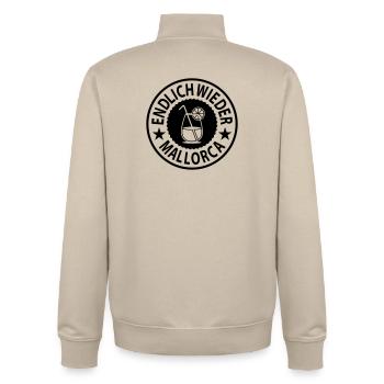 Finally Mallorca Cocktail again - Unisex Organic Zip Sweatshirt by Stanley/Stella - desert dust - Back - AI Model Male 185 dark (185cm)