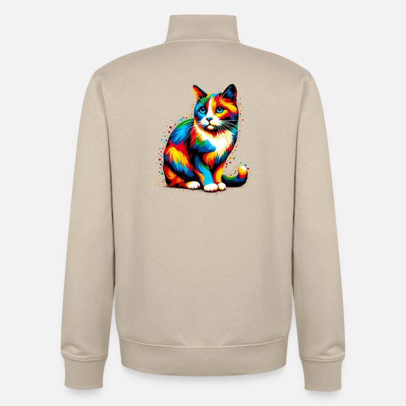 Chat - Sweat zippé unisexe en coton bio Stanley/Stella - beige crème