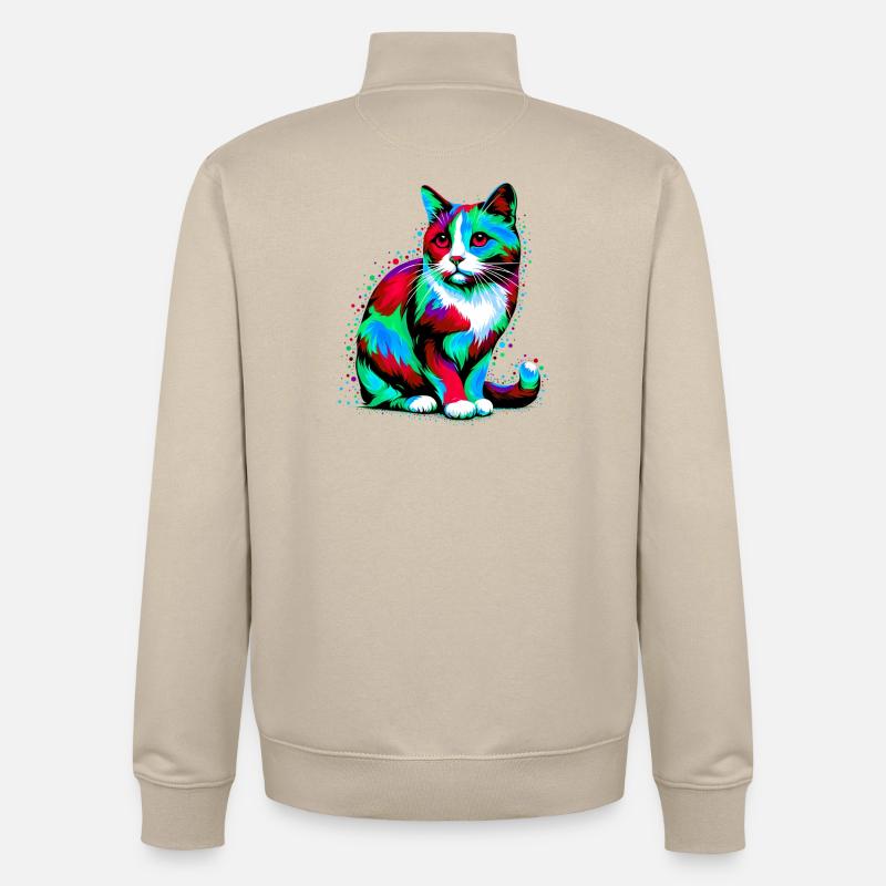 Chat - Sweat zippé unisexe en coton bio Stanley/Stella - beige crème