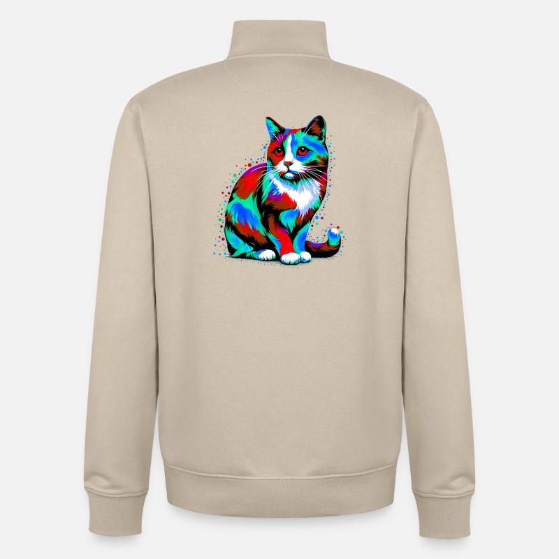 Chat - Sweat zippé unisexe en coton bio Stanley/Stella - beige crème