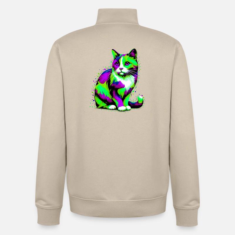 Chat - Sweat zippé unisexe en coton bio Stanley/Stella - beige crème