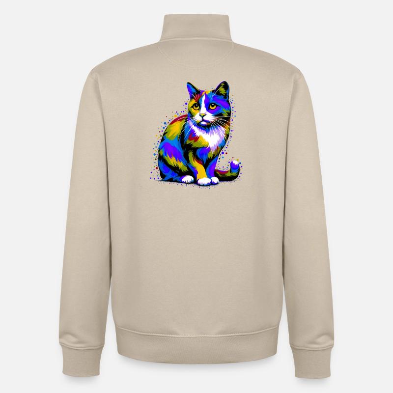 Chat - Sweat zippé unisexe en coton bio Stanley/Stella - beige crème