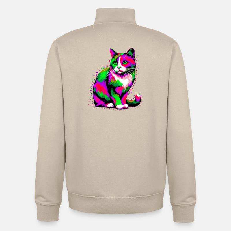Chat - Sweat zippé unisexe en coton bio Stanley/Stella - beige crème