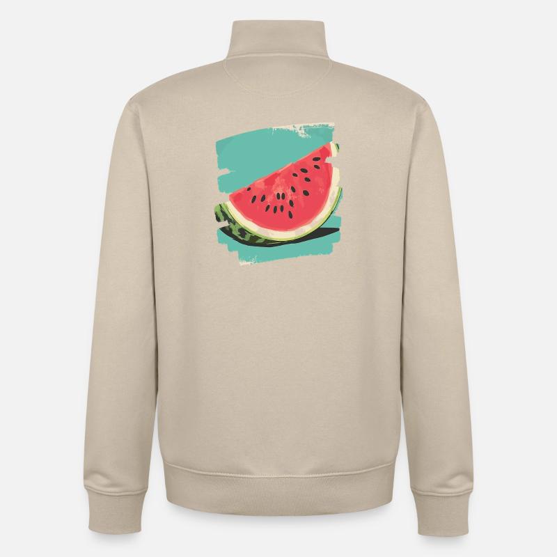 Pastèque - Sweat zippé unisexe en coton bio Stanley/Stella - beige crème