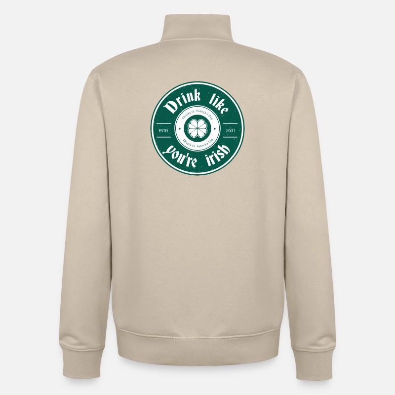La Saint-Patrick - Sweat zippé unisexe en coton bio Stanley/Stella - beige crème