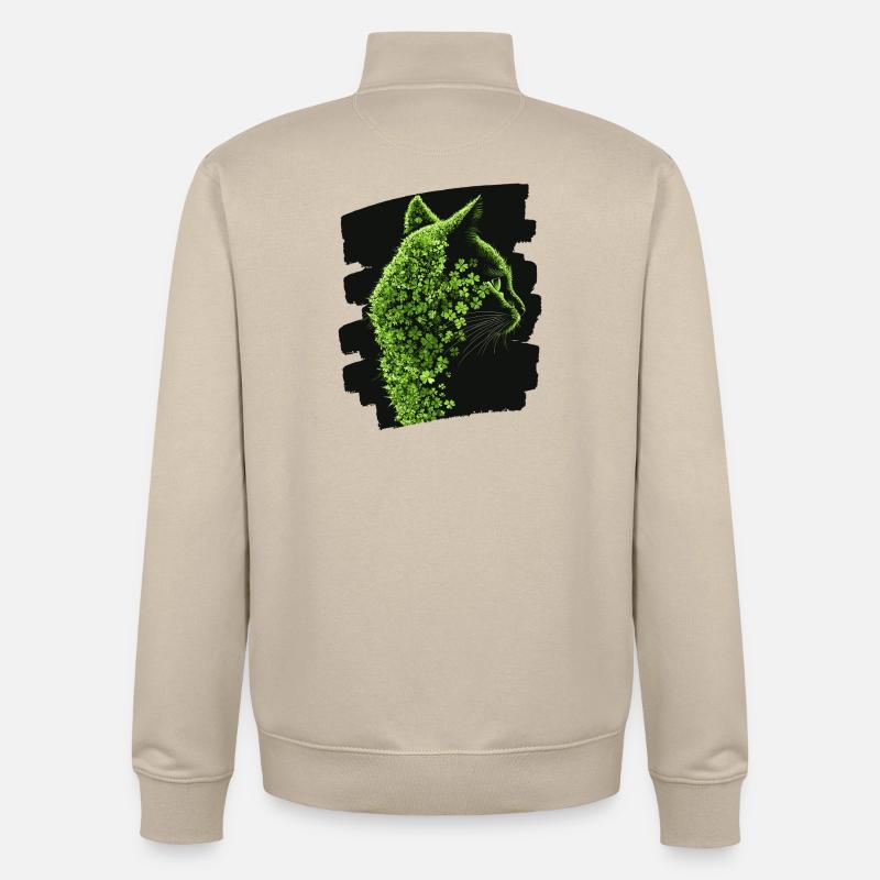 St Patricks day Katze - Unisex Organic Zip Sweatshirt von Stanley/Stella - Cremebeige