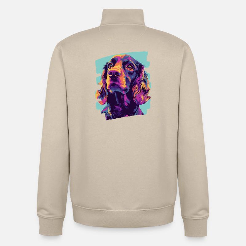 Cocker Spaniel - Sweat zippé unisexe en coton bio Stanley/Stella - beige crème