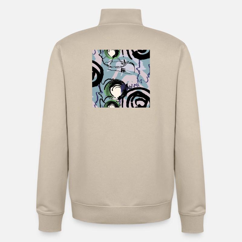 Formes dessinées à la main - Sweat zippé unisexe en coton bio Stanley/Stella - beige crème