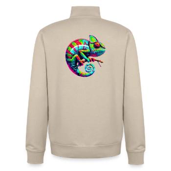 Caméléon - Sweat zippé unisexe en coton bio Stanley/Stella - beige crème - Dos - AI Model Male 185 dark (185cm)