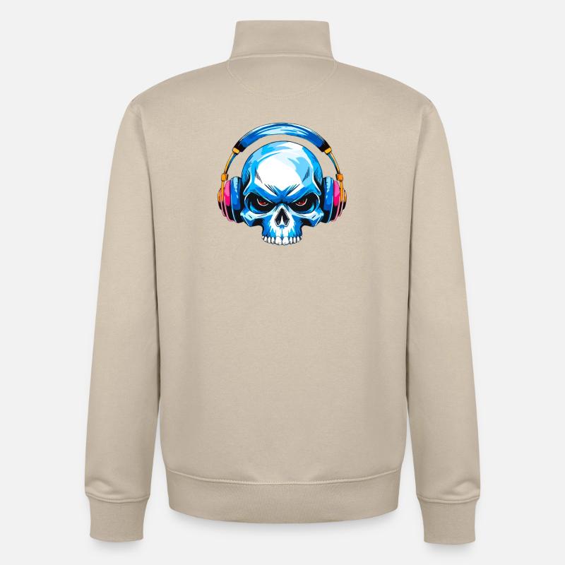 Skull mit kopfhörer - Unisex Organic Zip Sweatshirt von Stanley/Stella - Cremebeige