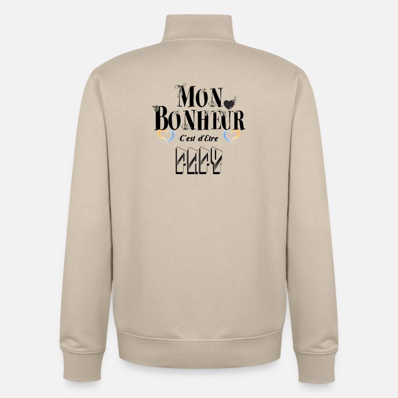 Mon Bonheur C'est d'Etre Papy - Sweat zippé unisexe en coton bio Stanley/Stella - beige crème