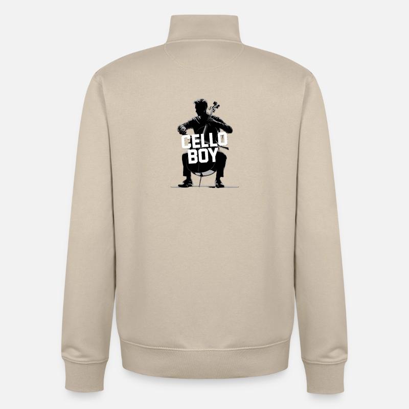 Violoncelle Garçon Silhouette Violoncelle - Sweat zippé unisexe en coton bio Stanley/Stella - beige crème