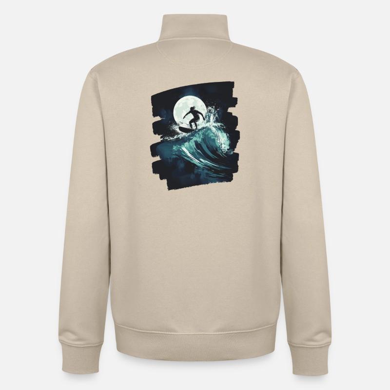 Surfeur Surf Planche de surf Surf - Sweat zippé unisexe en coton bio Stanley/Stella - beige crème