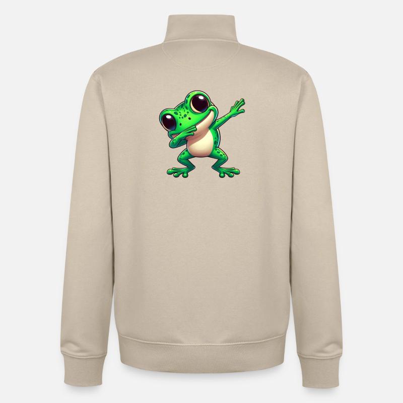 Cool Frog Dabbing Crapaud Tendance - Sweat zippé unisexe en coton bio Stanley/Stella - beige crème