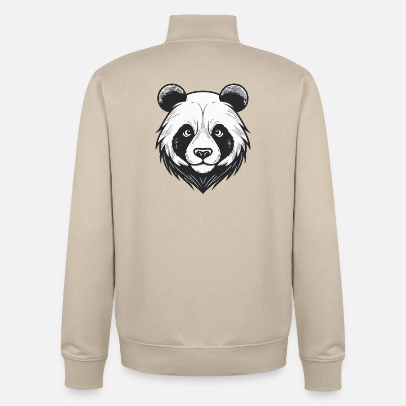 Visage d’ours avec breloque d’animal sauvage - Sweat zippé unisexe en coton bio Stanley/Stella - beige crème