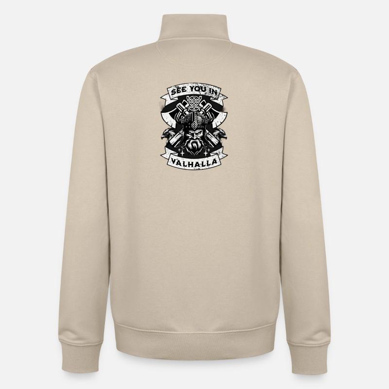 Vision du guerrier Valhalla - Sweat zippé unisexe en coton bio Stanley/Stella - beige crème