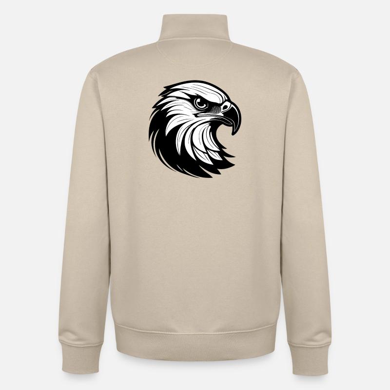 Graphiques élégants en forme d’aigle - Sweat zippé unisexe en coton bio Stanley/Stella - beige crème