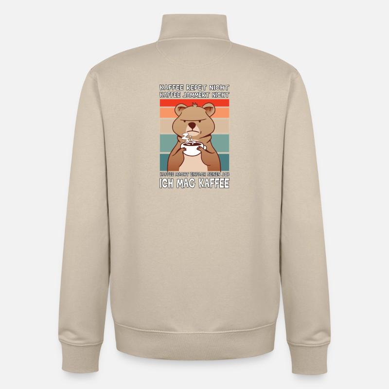 Lustige Morgenmuffel Kaffee Sprüche  - Unisex Organic Zip Sweatshirt von Stanley/Stella - Cremebeige