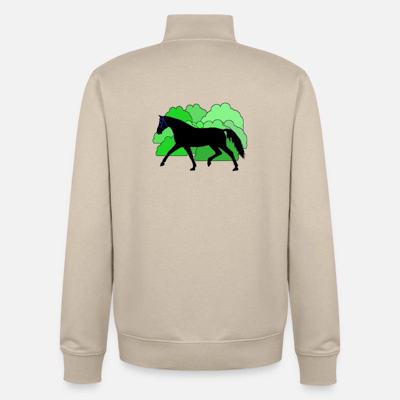 Cheval Cheval Noir - Sweat zippé unisexe en coton bio Stanley/Stella - beige crème