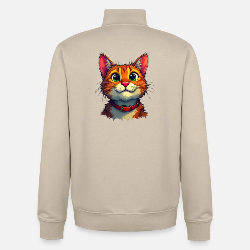 Chat mignon - Sweat zippé unisexe en coton bio Stanley/Stella - beige crème