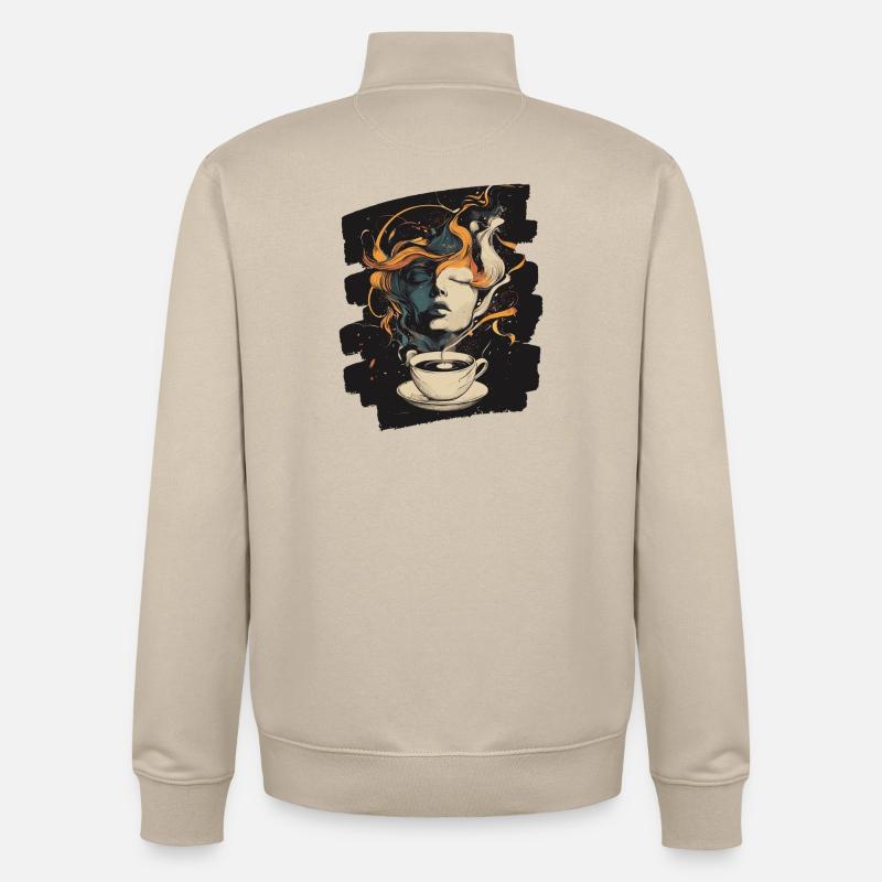 Café Café Amateurs de café - Sweat zippé unisexe en coton bio Stanley/Stella - beige crème