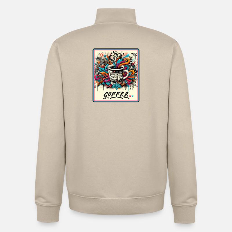 Coffee Graffiti Explosion - Unisex Organic Zip Sweatshirt by Stanley/Stella - desert dust