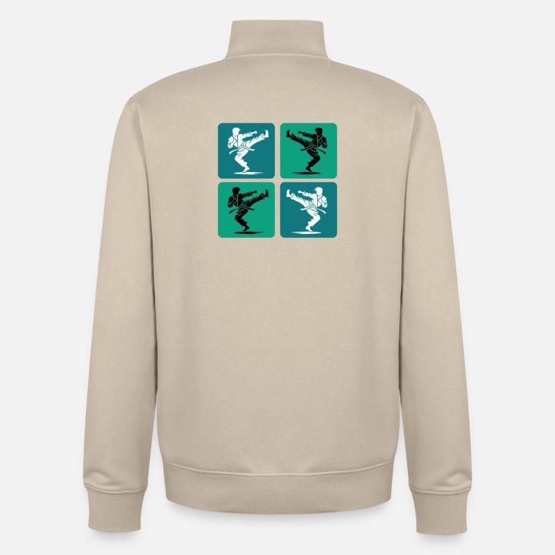 Silhouette de karaté – Style rétro - Sweat zippé unisexe en coton bio Stanley/Stella - beige crème