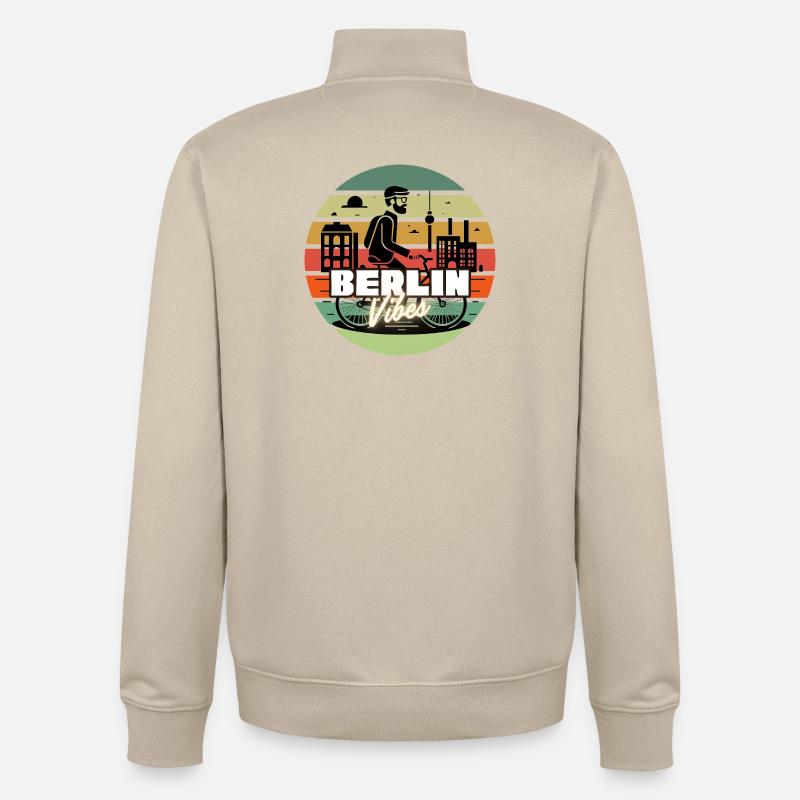 "Berlin Vibes" - Retro Sunset Style - Unisex Organic Zip Sweatshirt von Stanley/Stella - Cremebeige