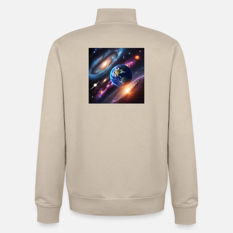 Système solaire / Solar System - Sweat zippé unisexe en coton bio Stanley/Stella - beige crème