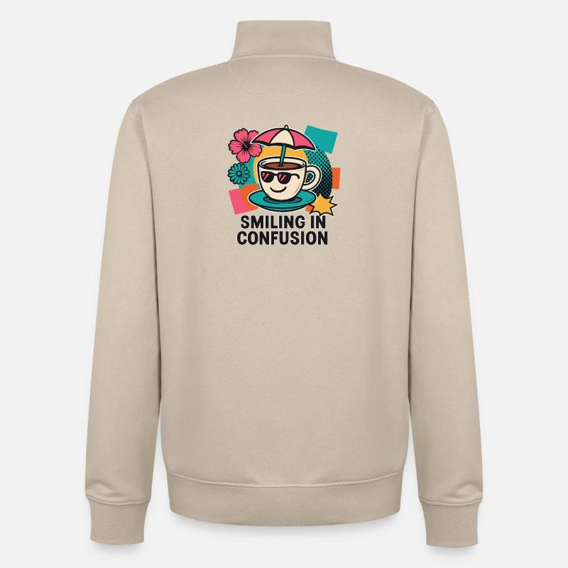 Kaffee? Sonne? Hä? - Unisex Organic Zip Sweatshirt von Stanley/Stella - Cremebeige