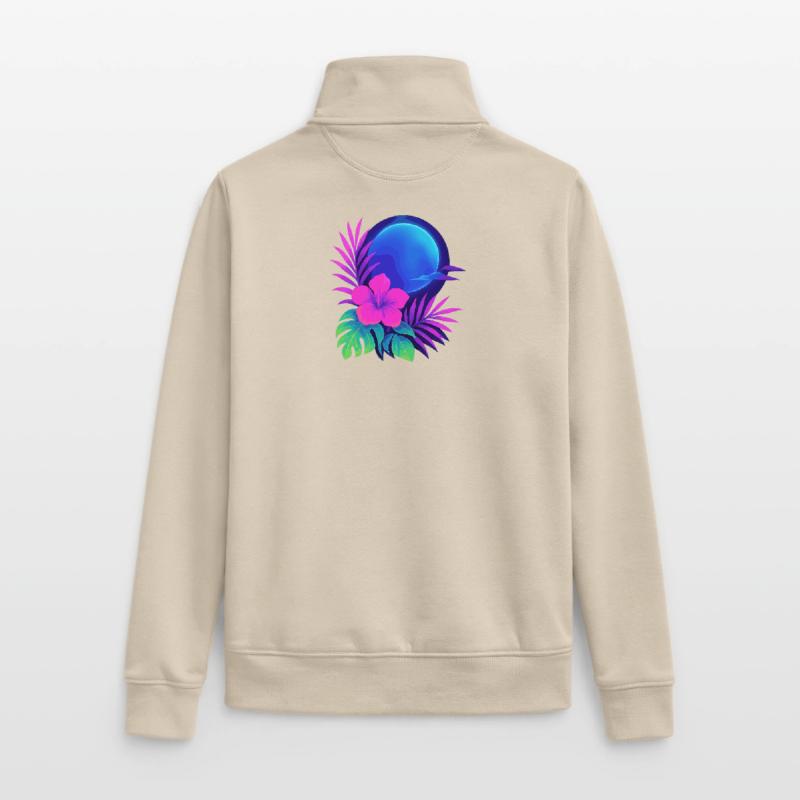 Neon Tropic Moon Unisex Organic Zip Sweatshirt von Stanley/Stella