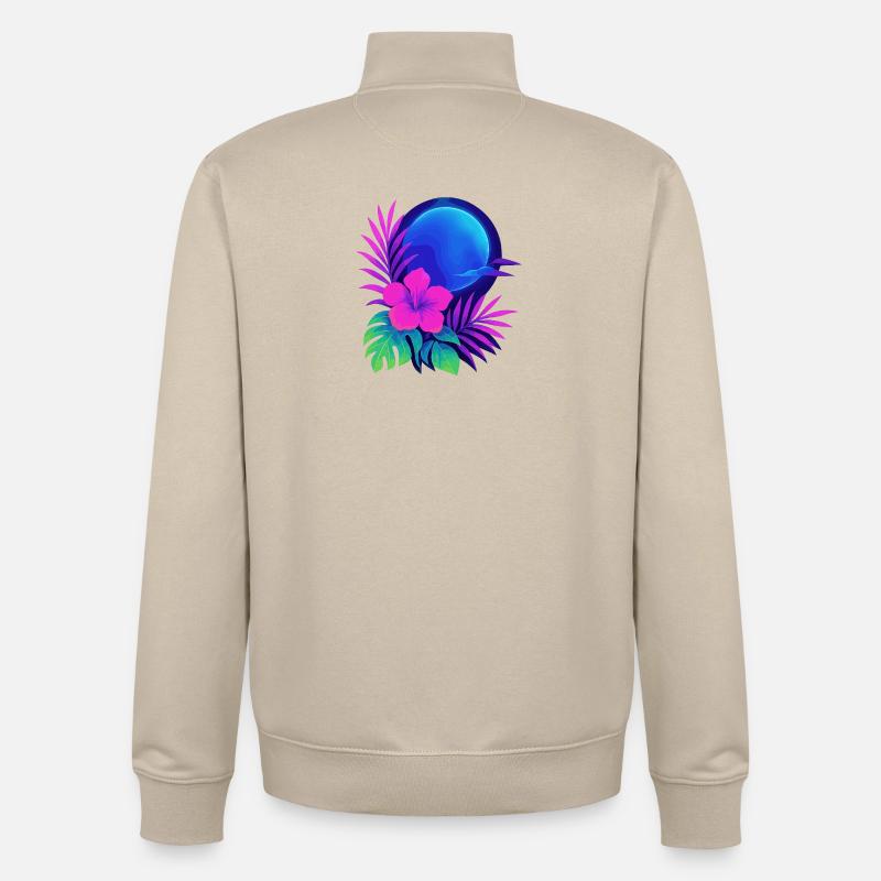 Neon Tropic Moon - Unisex Organic Zip Sweatshirt von Stanley/Stella - Cremebeige