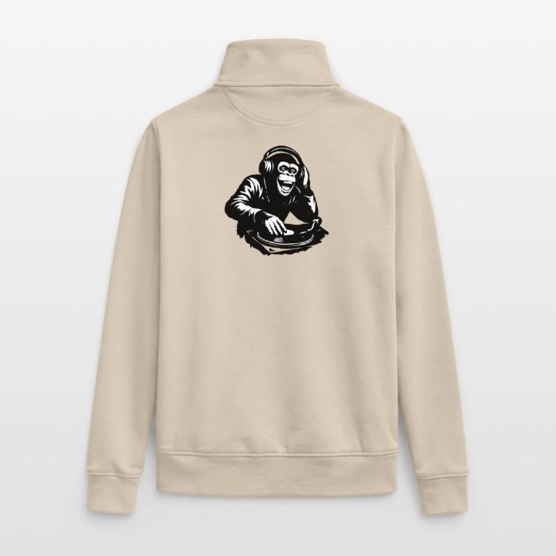DJ The Monkey Dance Banksy Style Unisex Organic Zip Sweatshirt von Stanley/Stella