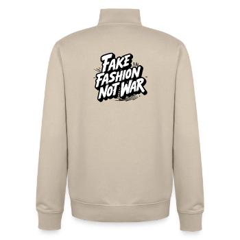 Fake Fashion not War - Unisex Organic Zip Sweatshirt by Stanley/Stella - desert dust - Back - AI Model Male 185 dark (185cm)