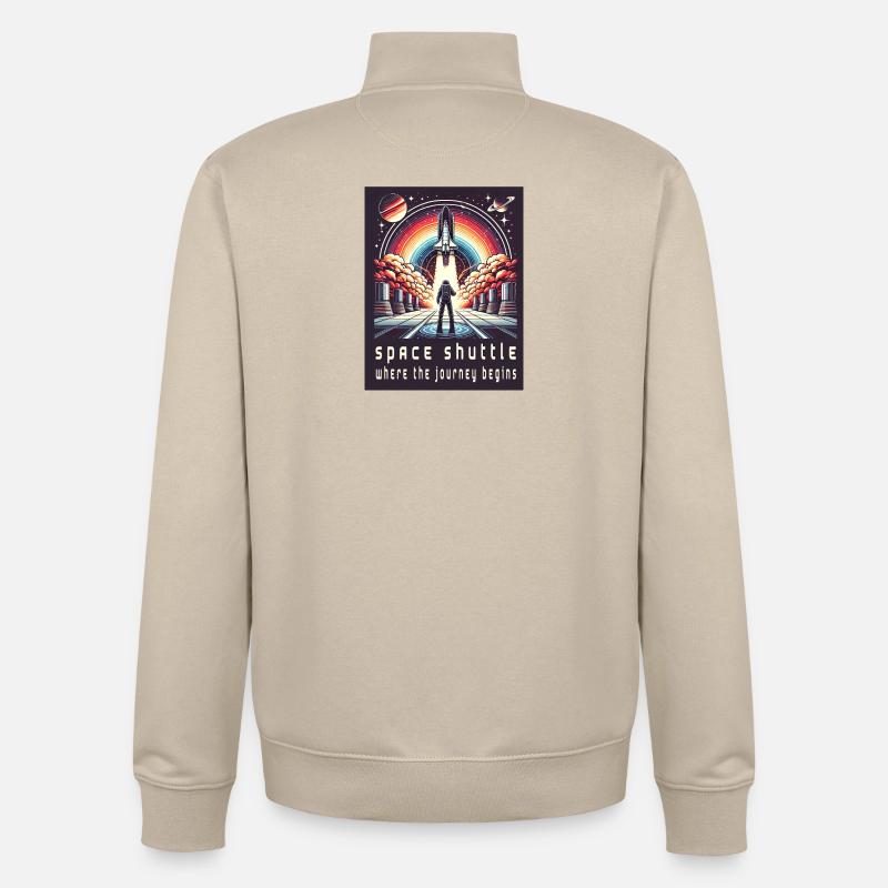 Navette spatiale - Le voyage commence - Sweat zippé unisexe en coton bio Stanley/Stella - beige crème