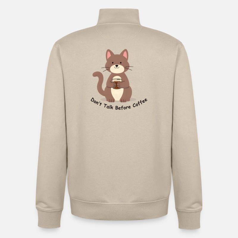 Coffee Katze - Unisex Organic Zip Sweatshirt von Stanley/Stella - Cremebeige