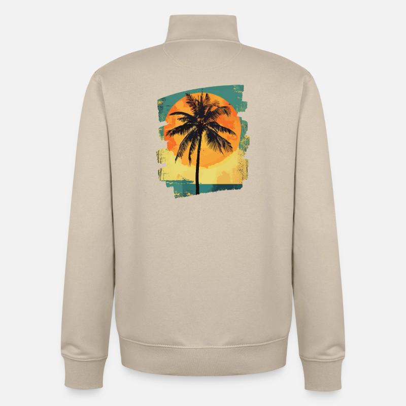Palm Tree Sunset Summer Sun - Unisex Organic Zip Sweatshirt by Stanley/Stella - desert dust
