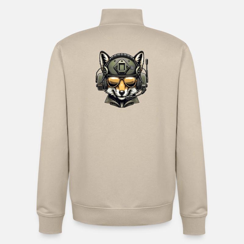 Conception militaire Fox - Sweat zippé unisexe en coton bio Stanley/Stella - beige crème