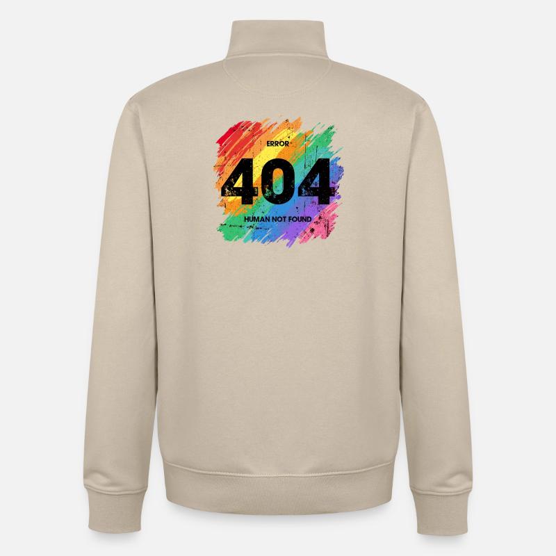 Vibrant Rainbow Error 404 Design - Sweat zippé unisexe en coton bio Stanley/Stella - beige crème