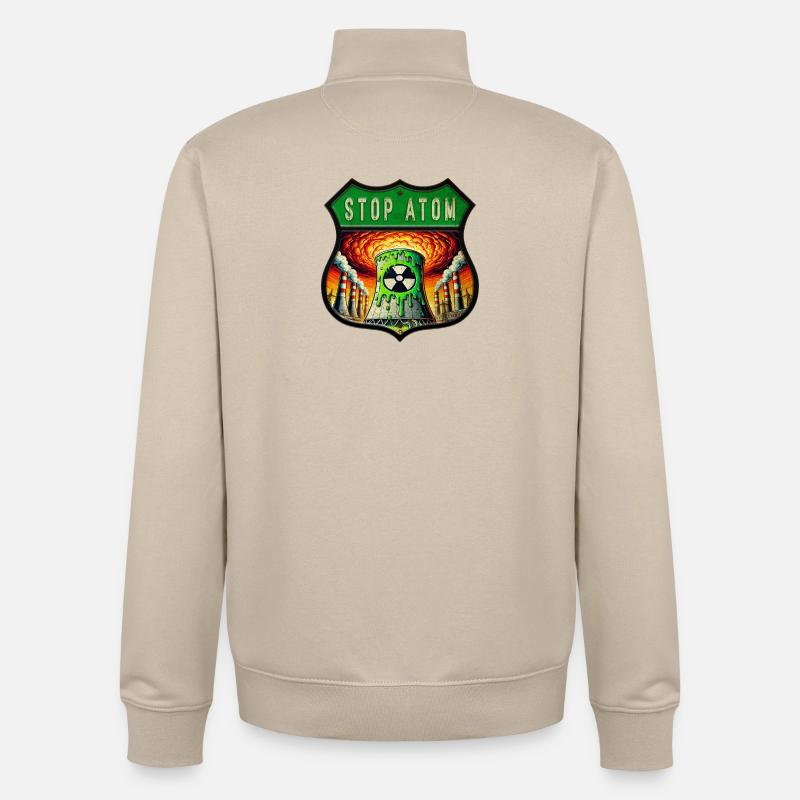 Stop Atom Crest Design - Unisex Organic Zip Sweatshirt by Stanley/Stella - desert dust