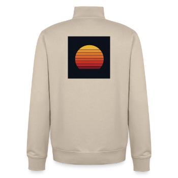 Design rétro coucher de soleil - Sweat zippé unisexe en coton bio Stanley/Stella - beige crème - Dos - AI Model Male 185 dark (185cm)