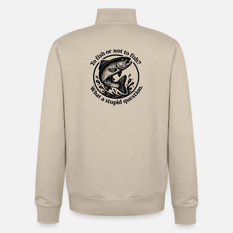 Source de poisson Question Motif - Sweat zippé unisexe en coton bio Stanley/Stella - beige crème