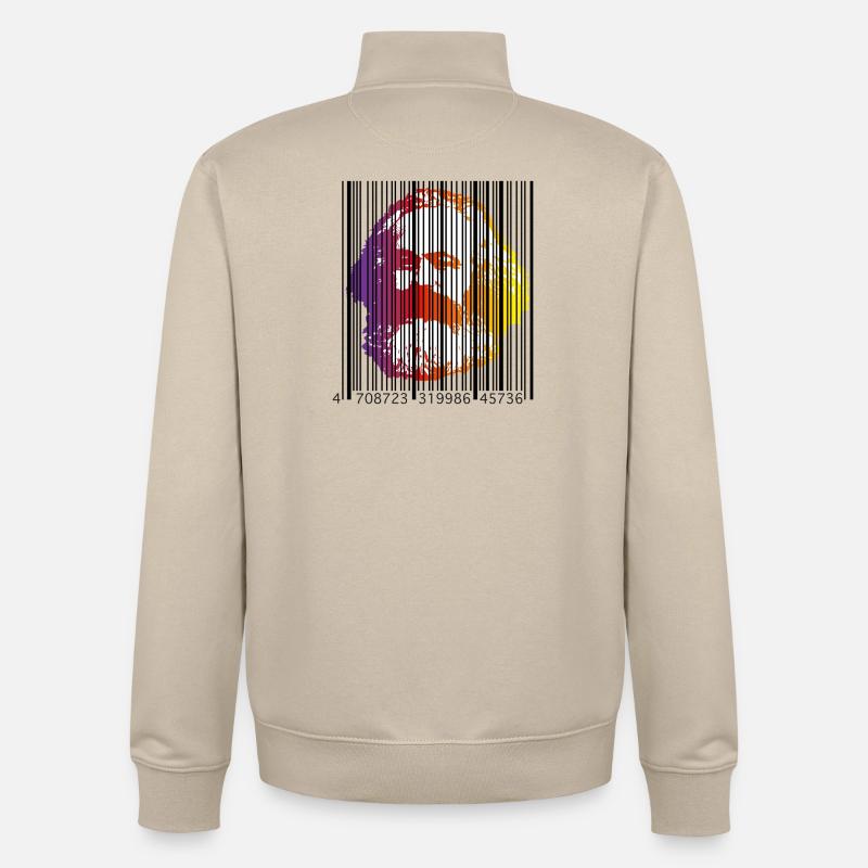 Marx hinter EAN - Unisex Organic Zip Sweatshirt von Stanley/Stella - Cremebeige
