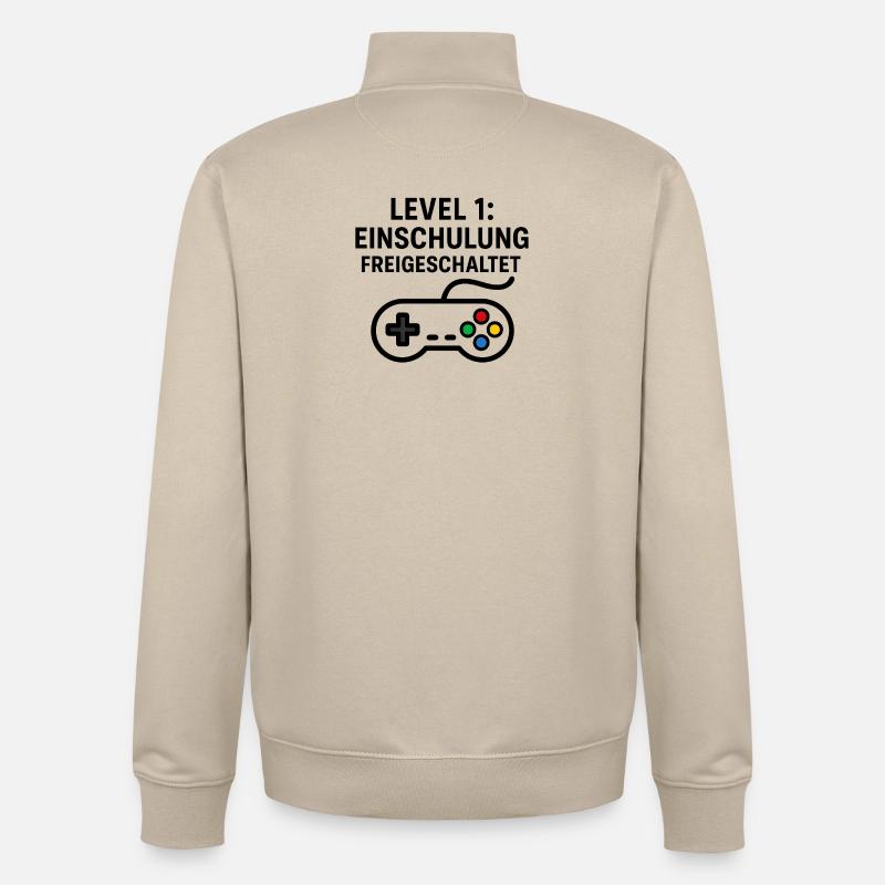 Gaming | Level 1: Einschulung Freigeschaltet - Unisex Organic Zip Sweatshirt von Stanley/Stella - Cremebeige