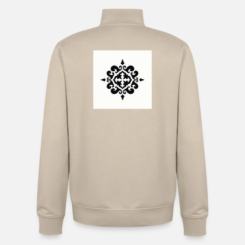 Elegant Black Ornamental Pattern - Unisex Organic Zip Sweatshirt by Stanley/Stella - desert dust