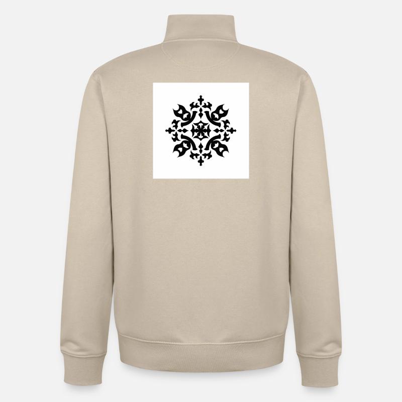 Motif complexe de flocon de neige noir - Sweat zippé unisexe en coton bio Stanley/Stella - beige crème