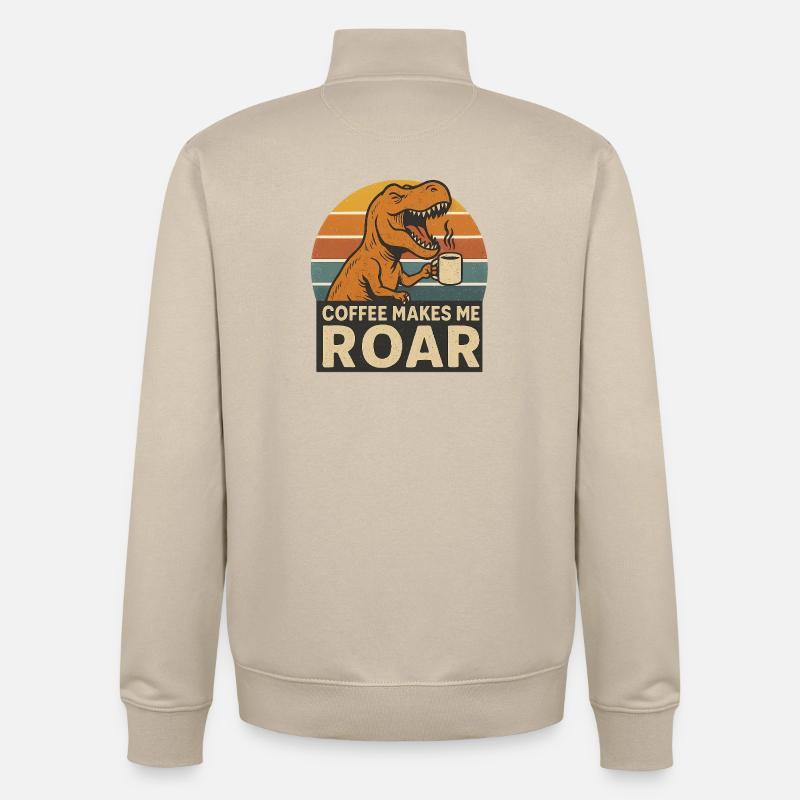 Dinosaur Coffee Roar Fun Design - Unisex Organic Zip Sweatshirt von Stanley/Stella - Cremebeige