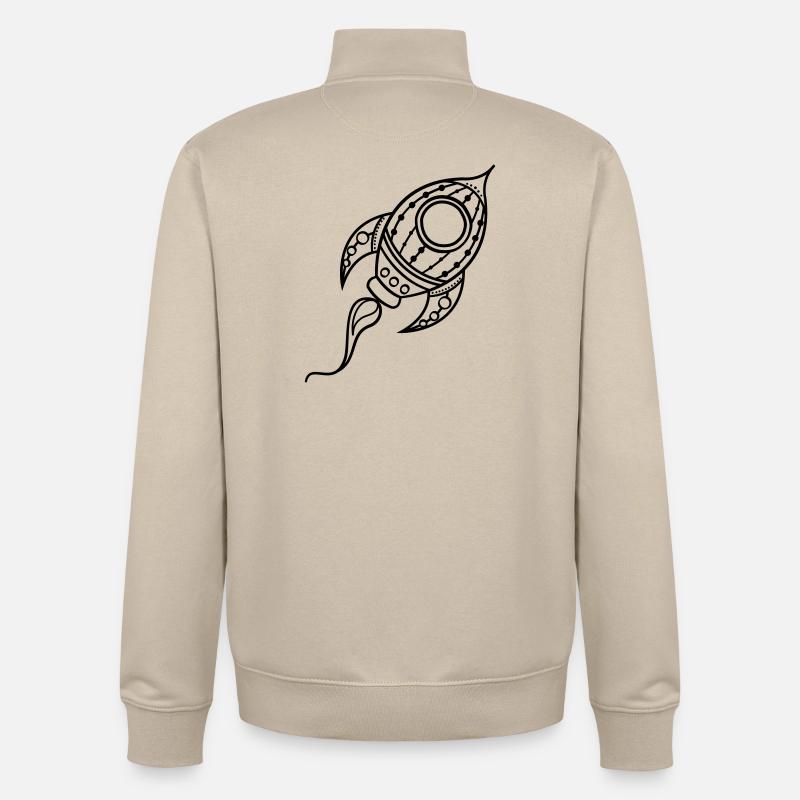 Fusée Doodle Voyage dans l’espace - Sweat zippé unisexe en coton bio Stanley/Stella - beige crème