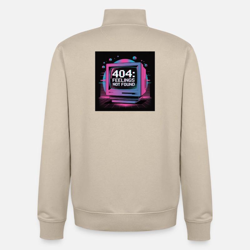 Retro Tech 404 Sentiments Introuvables Design - Sweat zippé unisexe en coton bio Stanley/Stella - beige crème