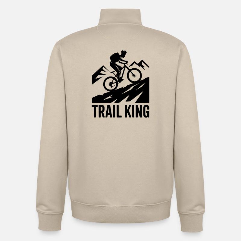 Trail King VTT Crown Silhouette - Sweat zippé unisexe en coton bio Stanley/Stella - beige crème